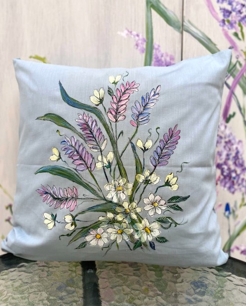 handmade_poduszka_malowana_lawenda