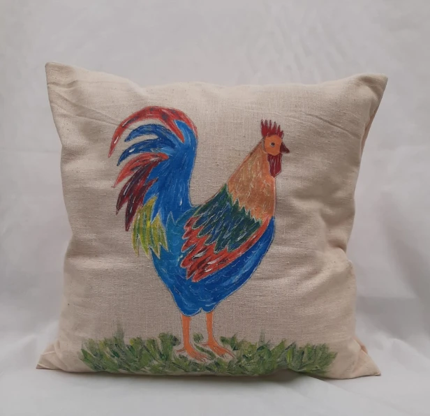 handmade_poduszka_malowana_kogut
